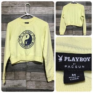 Playboy Pacsun Crop Sweatshirt Women’s M Yellow Fleece Playboy Vacation Club